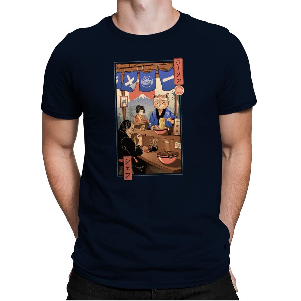 Ramen Meowster - Mens Premium T-Shirts RIPT Apparel Small / Midnight Navy
