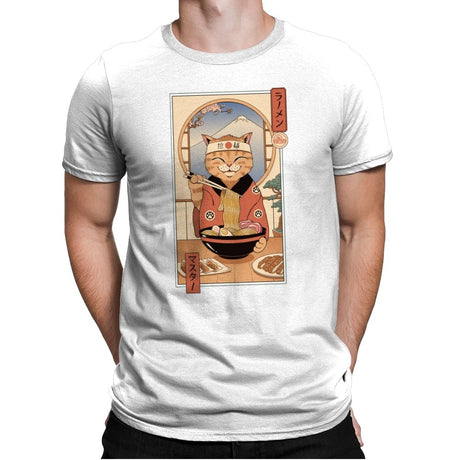 Ramen Meowster - Mens Premium T-Shirts RIPT Apparel Small / White
