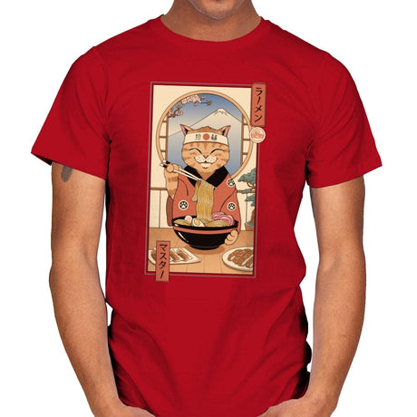Ramen Meowster - Mens T-Shirts RIPT Apparel Small / Red