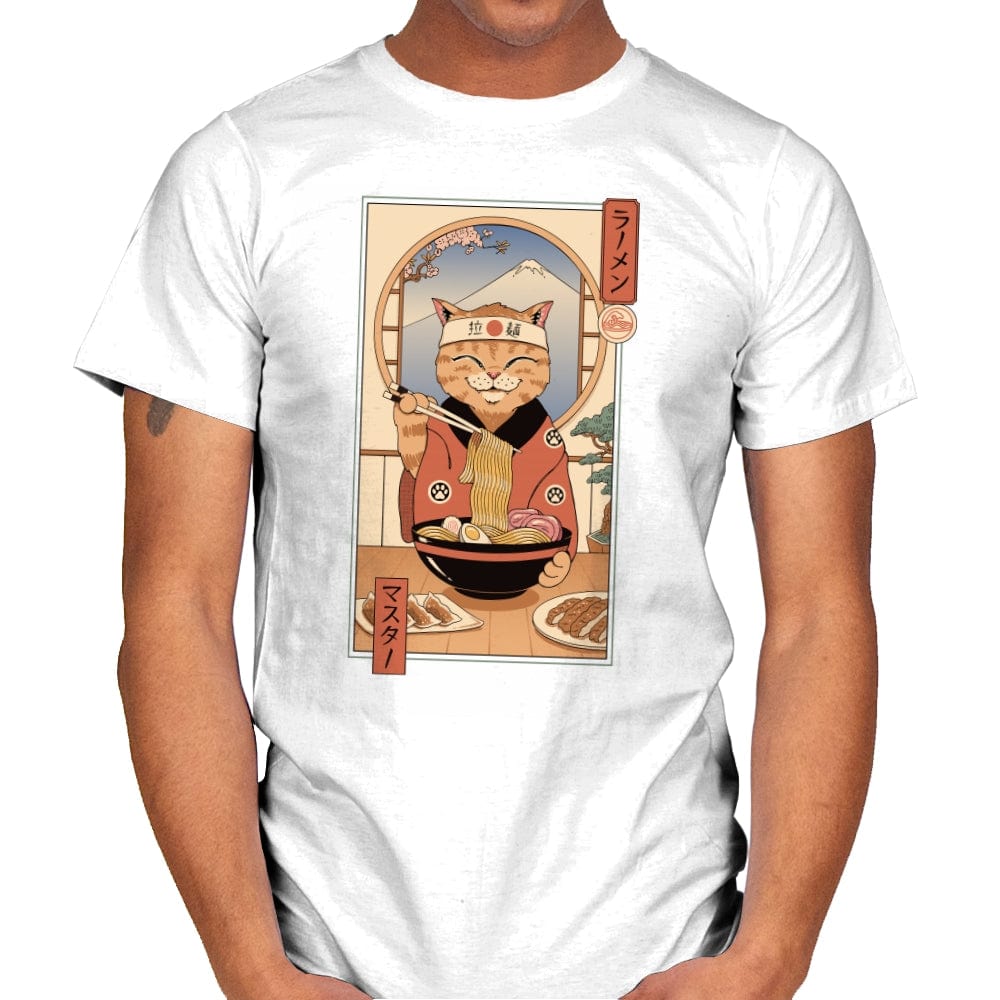 Ramen Meowster - Mens T-Shirts RIPT Apparel Small / White