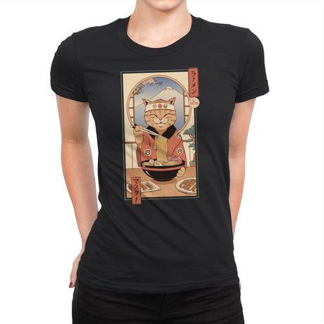 Ramen Meowster - Womens Premium T-Shirts RIPT Apparel Small / Black