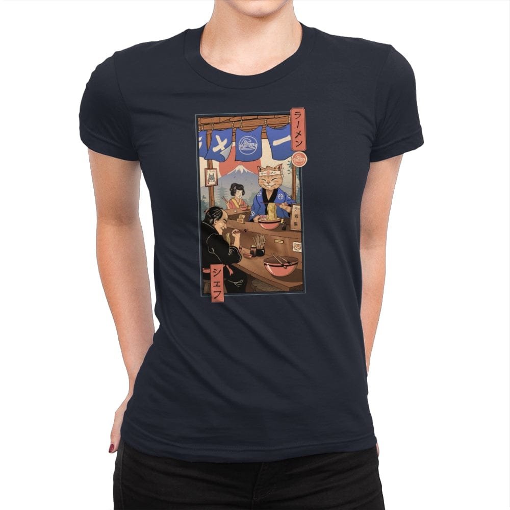 Ramen Meowster - Womens Premium T-Shirts RIPT Apparel Small / Midnight Navy