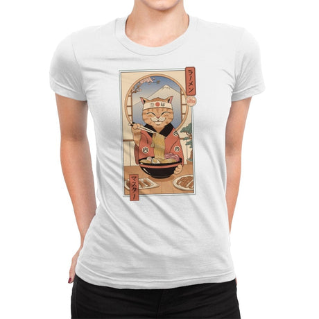 Ramen Meowster - Womens Premium T-Shirts RIPT Apparel Small / White