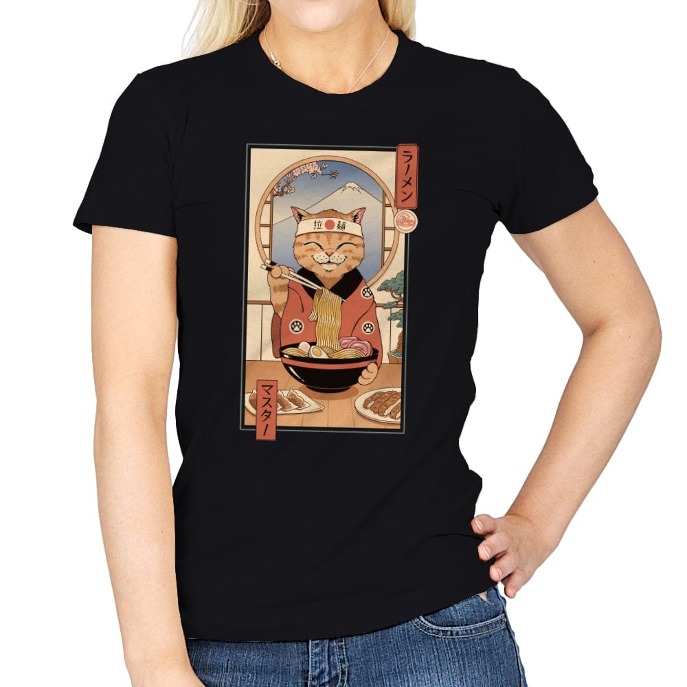 Ramen Meowster - Womens T-Shirts RIPT Apparel Small / Black