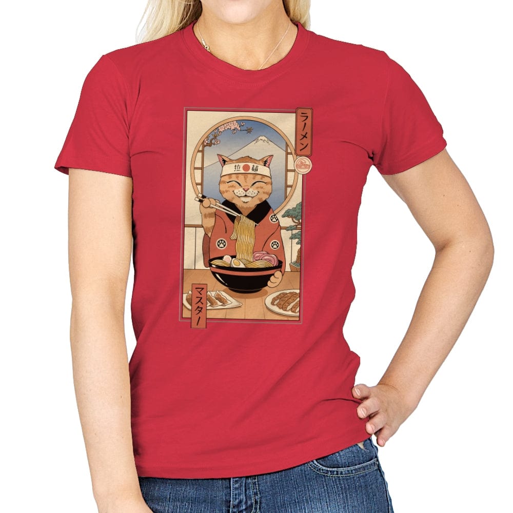 Ramen Meowster - Womens T-Shirts RIPT Apparel Small / Red