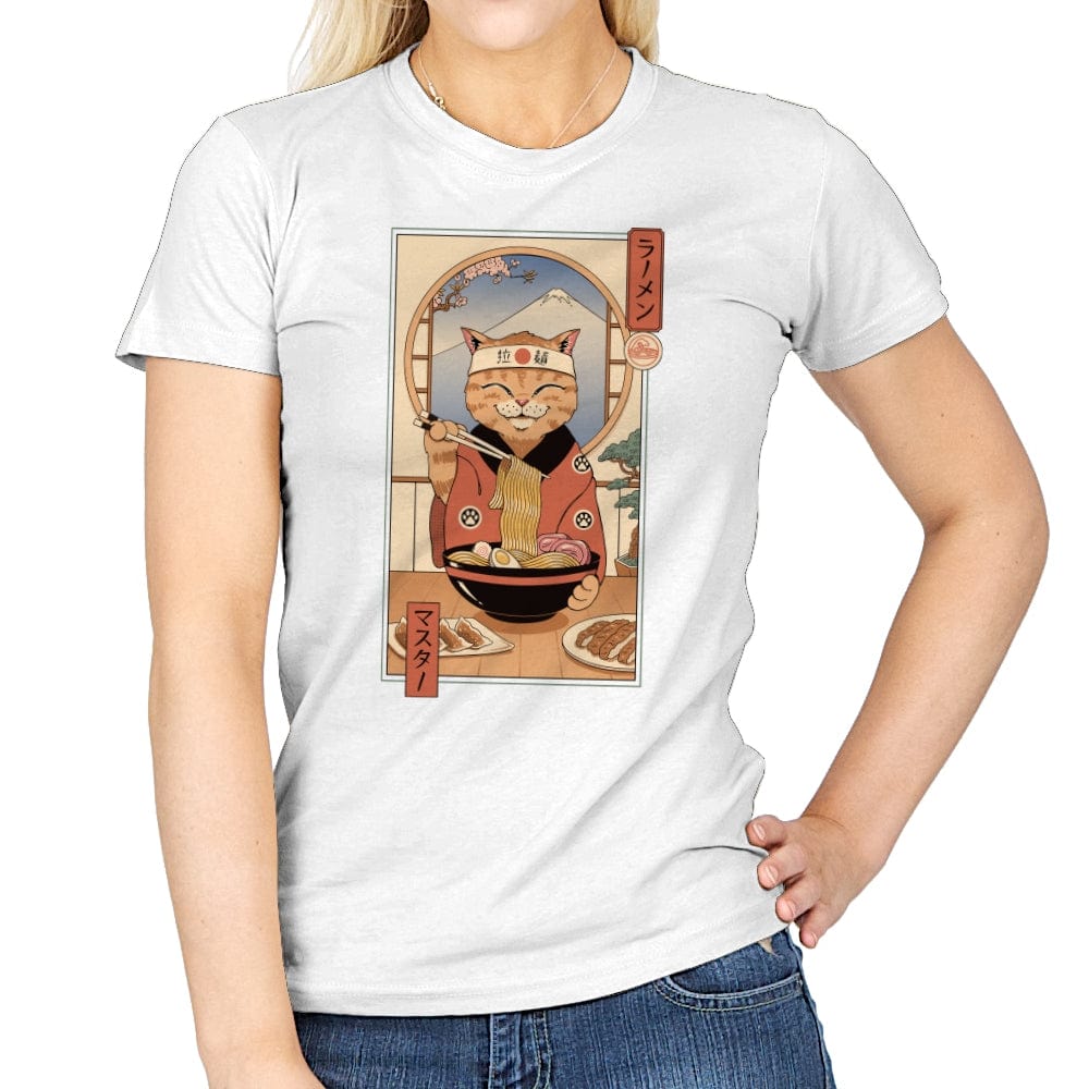Ramen Meowster - Womens T-Shirts RIPT Apparel Small / White