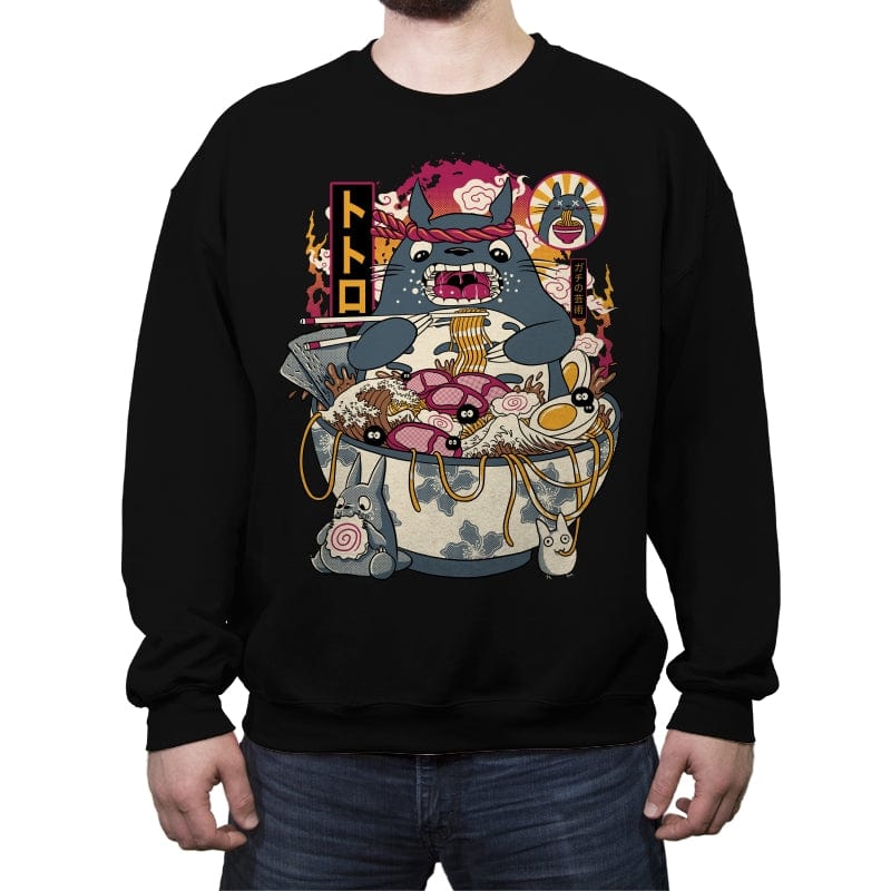 Ramen Totoro - Crew Neck Sweatshirt Crew Neck Sweatshirt RIPT Apparel Small / Black
