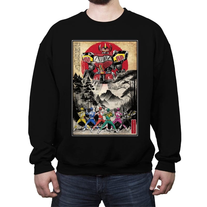 Rangers in Japan Woodblock - Crew Neck Sweatshirt Crew Neck Sweatshirt RIPT Apparel Small / Black