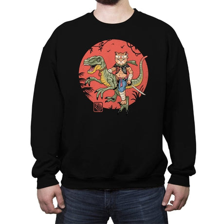 Raptor Catana Meowster - Crew Neck Sweatshirt Crew Neck Sweatshirt RIPT Apparel Small / Black