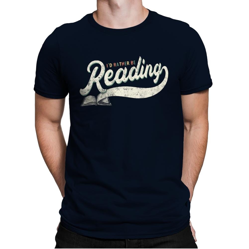 Rather Be Reading - Mens Premium T-Shirts RIPT Apparel Small / Midnight Navy