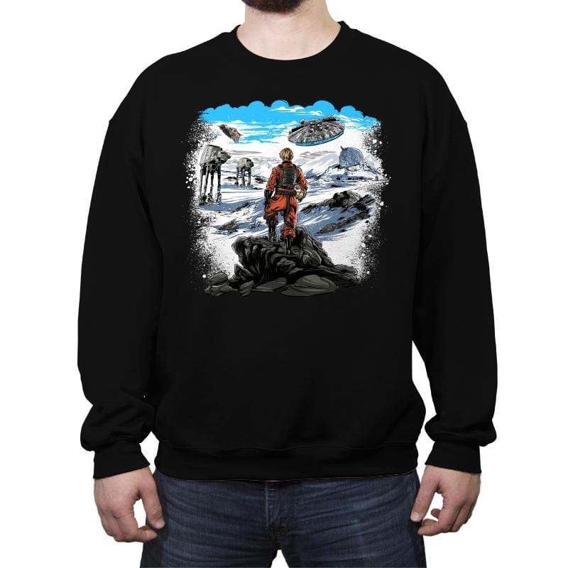 Rebel Above the Sea of Snow - Crew Neck Sweatshirt Crew Neck Sweatshirt RIPT Apparel Small / Black