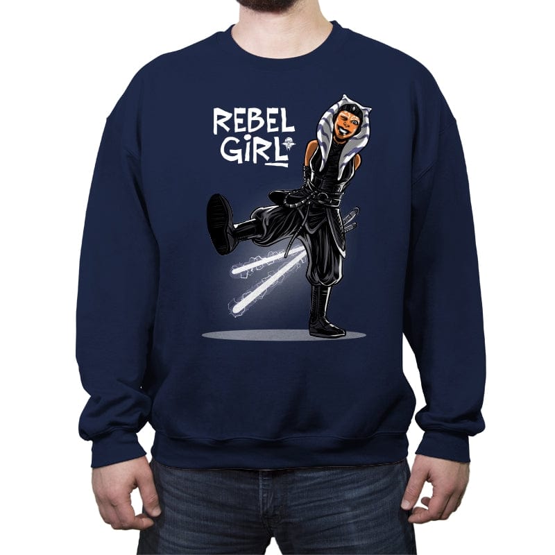 Rebel Girl - Crew Neck Sweatshirt Crew Neck Sweatshirt RIPT Apparel Small / Navy