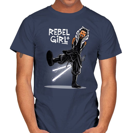 Rebel Girl - Mens T-Shirts RIPT Apparel Small / Navy