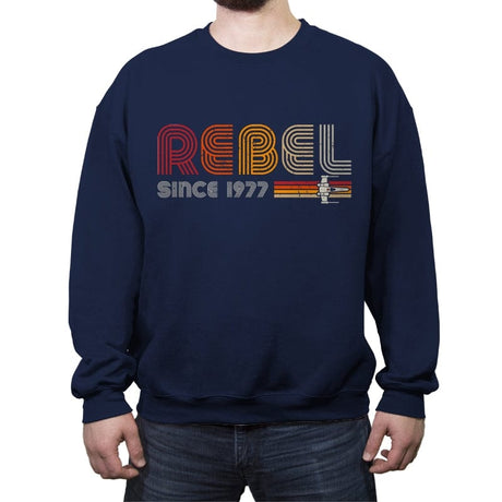 Rebel since 1977 - Shirt Club - Crew Neck Sweatshirt Crew Neck Sweatshirt RIPT Apparel Small / Navy