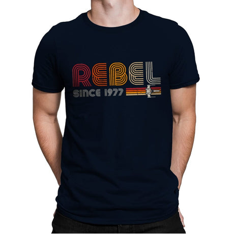 Rebel since 1977 - Shirt Club - Mens Premium T-Shirts RIPT Apparel Small / Midnight Navy