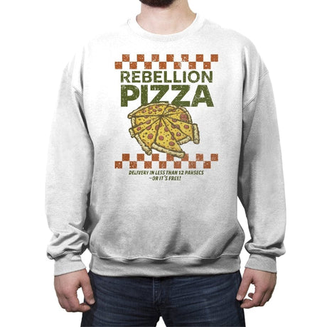 Rebellion Pizza - Crew Neck Sweatshirt Crew Neck Sweatshirt RIPT Apparel Small / White