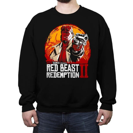 Red Beast Redemption - Crew Neck Sweatshirt Crew Neck Sweatshirt RIPT Apparel Small / Black
