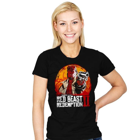 Red Beast Redemption - Womens T-Shirts RIPT Apparel Small / Black