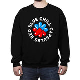 Red Blue Chill Capsules - Crew Neck Sweatshirt Crew Neck Sweatshirt RIPT Apparel Small / Black