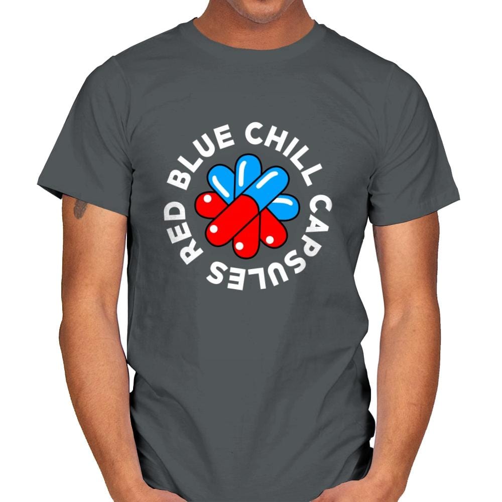Red Blue Chill Capsules - Mens T-Shirts RIPT Apparel Small / Charcoal