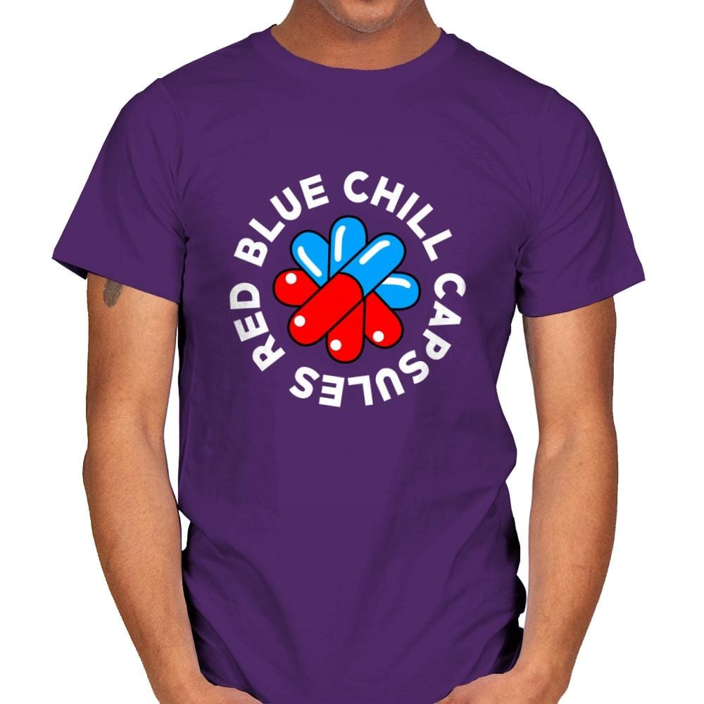 Red Blue Chill Capsules - Mens T-Shirts RIPT Apparel Small / Purple