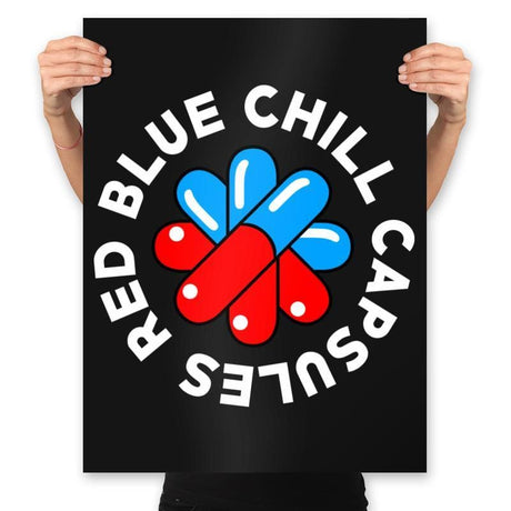 Red Blue Chill Capsules - Prints Posters RIPT Apparel 18x24 / Black