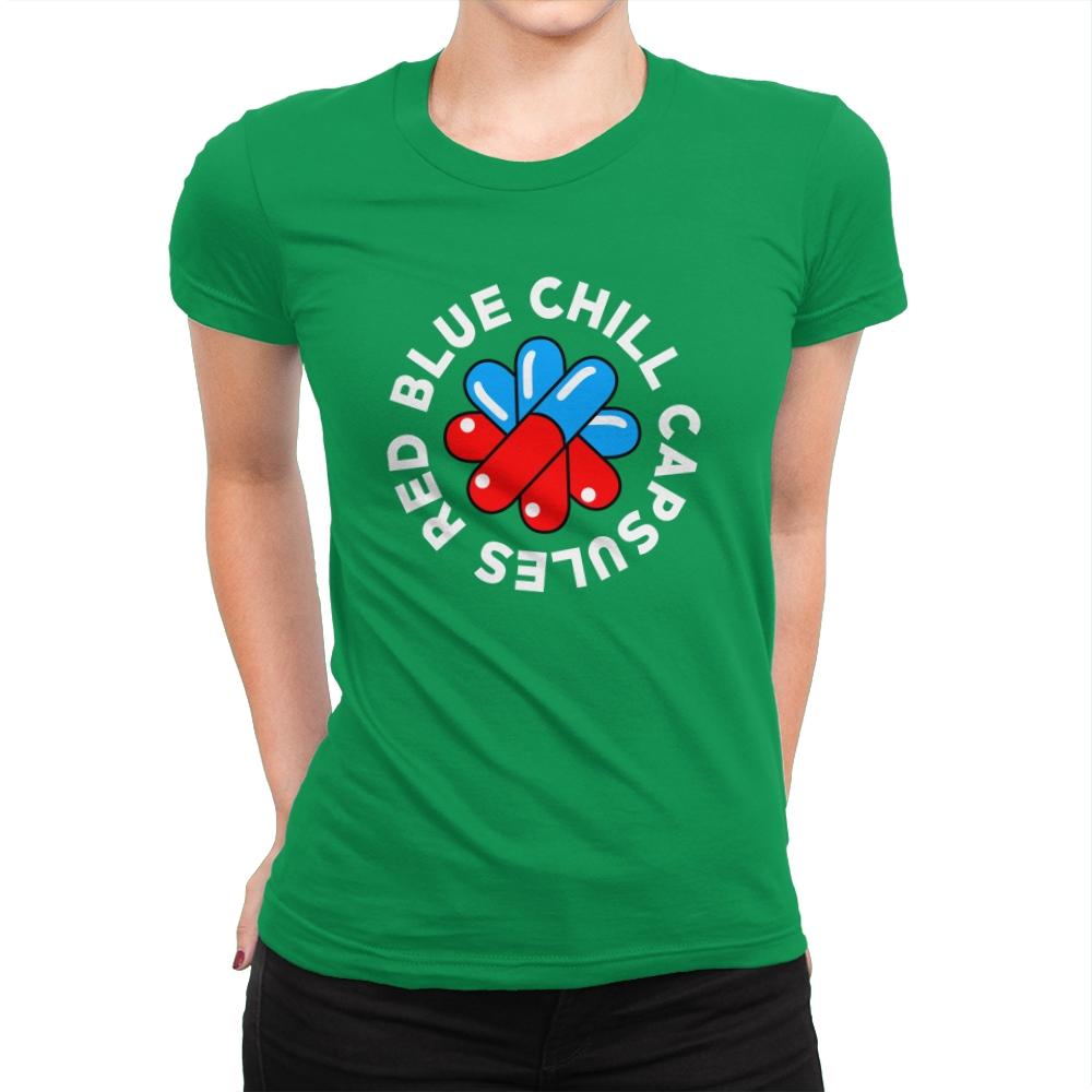 Red Blue Chill Capsules - Womens Premium T-Shirts RIPT Apparel Small / Kelly Green