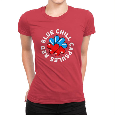 Red Blue Chill Capsules - Womens Premium T-Shirts RIPT Apparel Small / Red