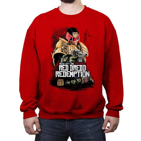 Red Dredd - Crew Neck Sweatshirt Crew Neck Sweatshirt RIPT Apparel Small / Red