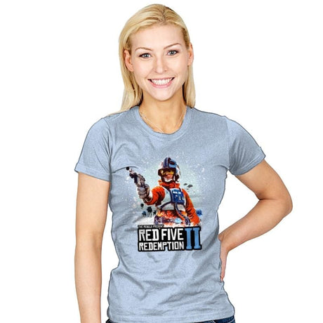 Red Five Redemption 2 - Womens T-Shirts RIPT Apparel Small / Baby Blue
