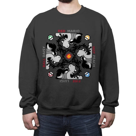 Red Hot Fire Ball - Crew Neck Sweatshirt Crew Neck Sweatshirt RIPT Apparel Small / Charcoal