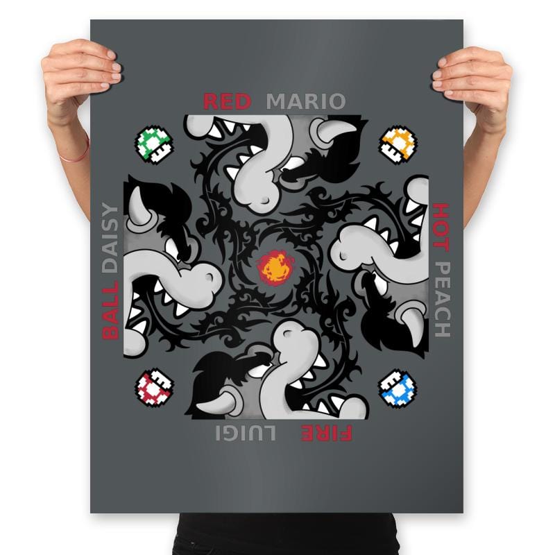 Red Hot Fire Ball - Prints Posters RIPT Apparel 18x24 / Charcoal
