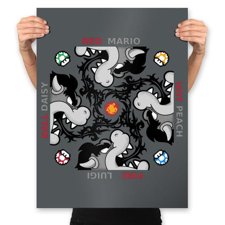 Red Hot Fire Ball - Prints Posters RIPT Apparel 18x24 / Charcoal