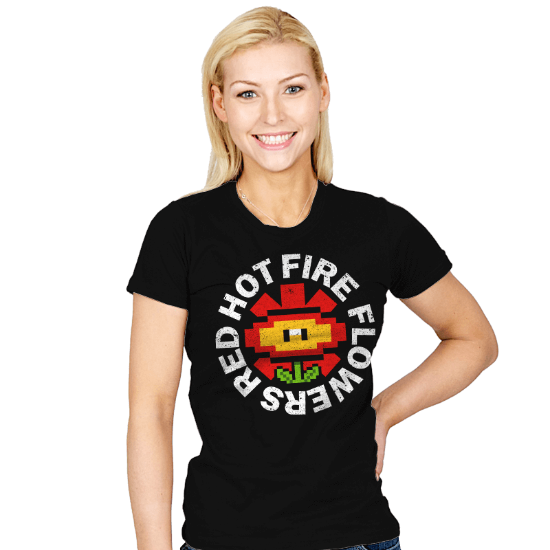 Red Hot Fire Flowers - Womens T-Shirts RIPT Apparel