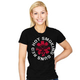 Red hot smoking guns - Womens T-Shirts RIPT Apparel Small / Black