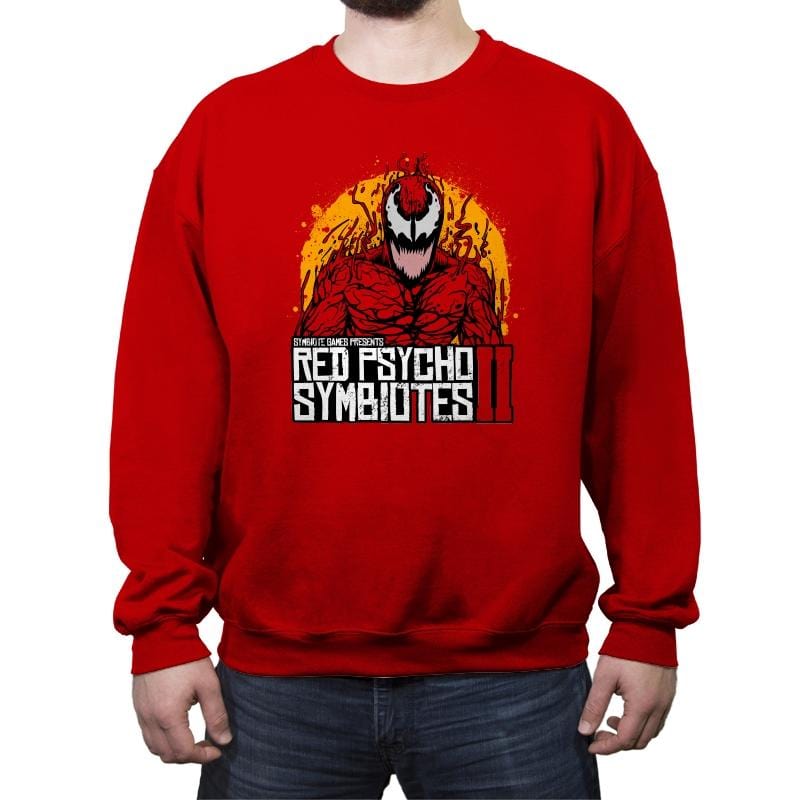 Red Psycho Symbiotes - Crew Neck Sweatshirt Crew Neck Sweatshirt RIPT Apparel