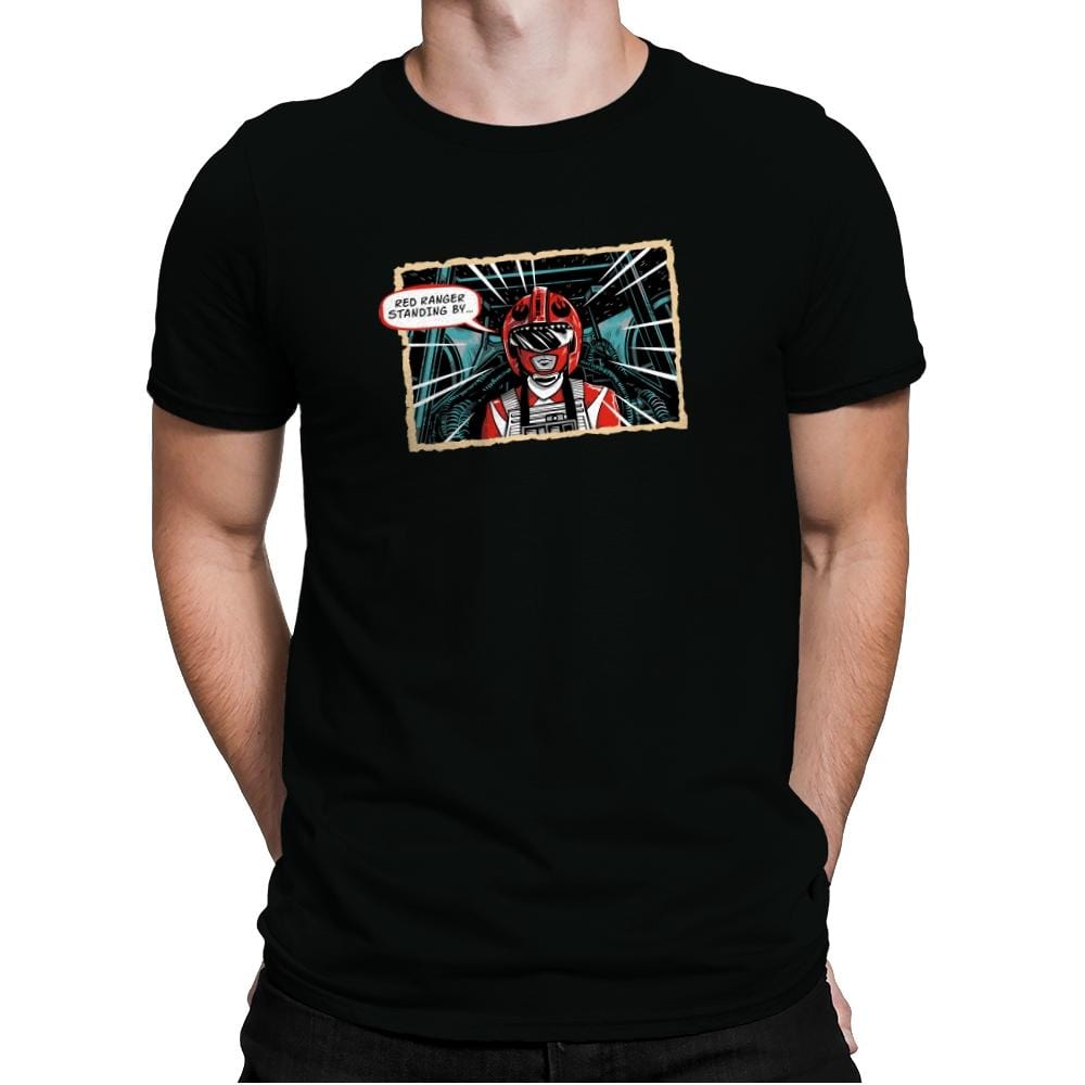 Red Ranger Standing By Exclusive - Mens Premium T-Shirts RIPT Apparel Small / Black