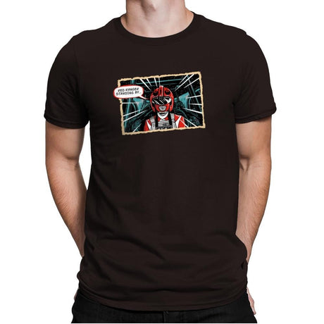Red Ranger Standing By Exclusive - Mens Premium T-Shirts RIPT Apparel Small / Dark Chocolate