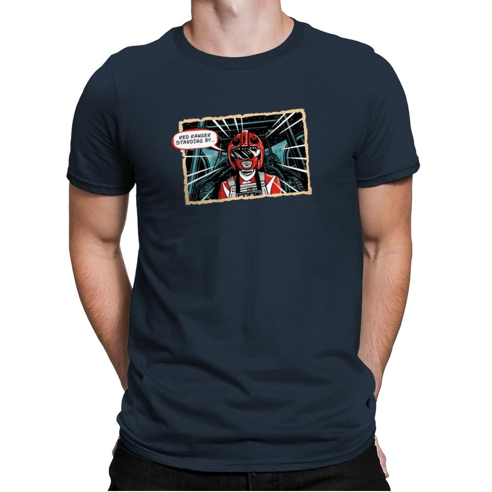 Red Ranger Standing By Exclusive - Mens Premium T-Shirts RIPT Apparel Small / Indigo