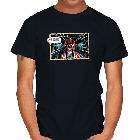 Red Ranger Standing By Exclusive - Mens T-Shirts RIPT Apparel Small / Black
