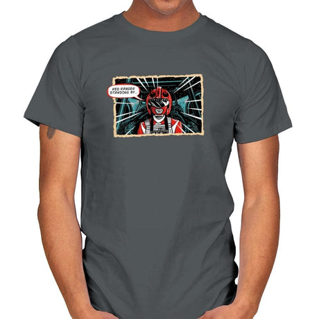 Red Ranger Standing By Exclusive - Mens T-Shirts RIPT Apparel Small / Charcoal