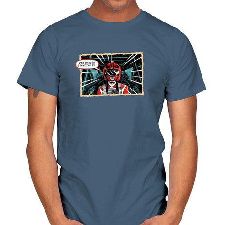 Red Ranger Standing By Exclusive - Mens T-Shirts RIPT Apparel Small / Indigo Blue