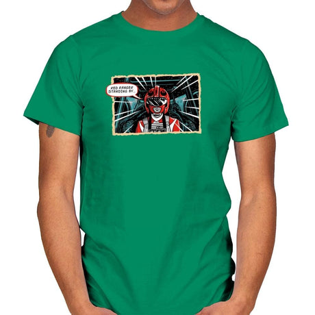 Red Ranger Standing By Exclusive - Mens T-Shirts RIPT Apparel Small / Kelly Green