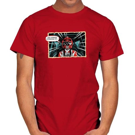 Red Ranger Standing By Exclusive - Mens T-Shirts RIPT Apparel Small / Red