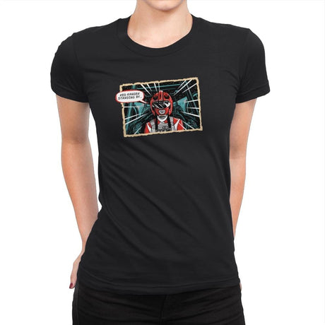 Red Ranger Standing By Exclusive - Womens Premium T-Shirts RIPT Apparel Small / Black