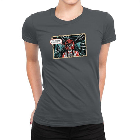 Red Ranger Standing By Exclusive - Womens Premium T-Shirts RIPT Apparel Small / Heavy Metal