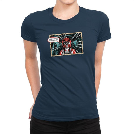 Red Ranger Standing By Exclusive - Womens Premium T-Shirts RIPT Apparel Small / Midnight Navy