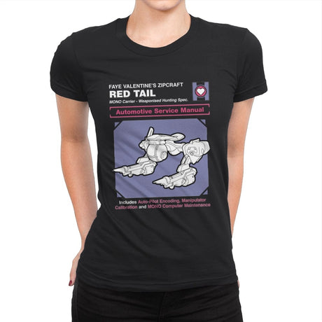 Red Tail Service Manual - Womens Premium T-Shirts RIPT Apparel Small / Black