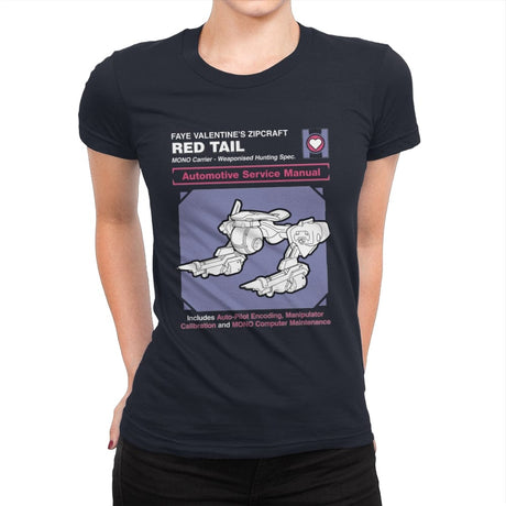 Red Tail Service Manual - Womens Premium T-Shirts RIPT Apparel Small / Midnight Navy