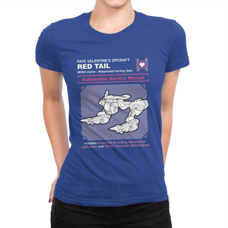 Red Tail Service Manual - Womens Premium T-Shirts RIPT Apparel Small / Royal